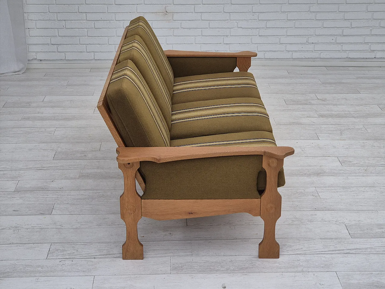 Danish 3 seater sofa furniture wool, 70s 13