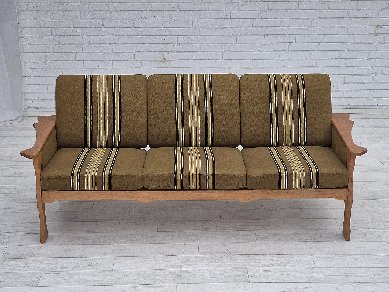 Danish 3 seater sofa furniture wool, 70s 15