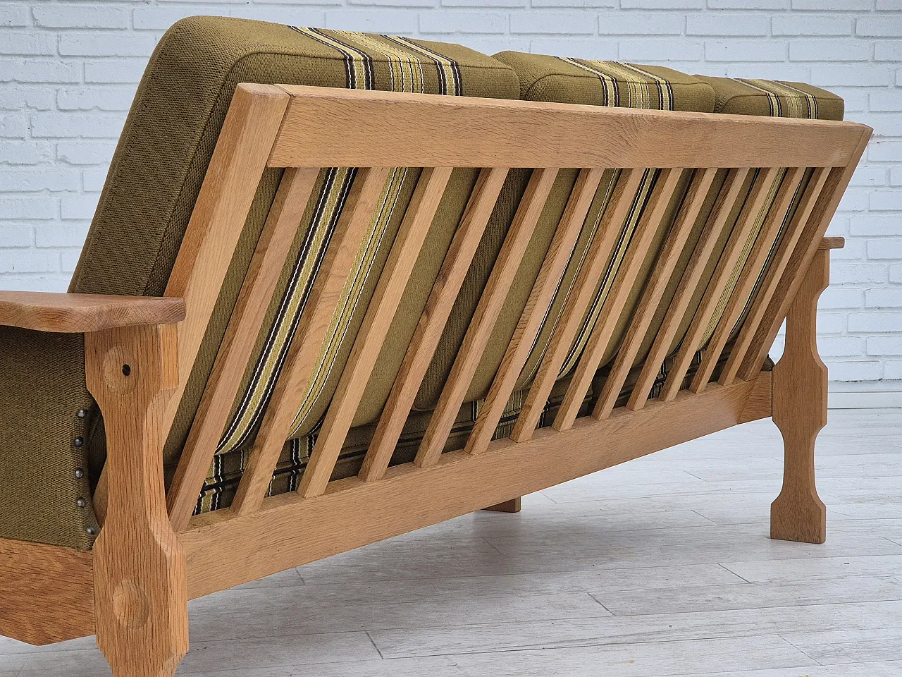 Danish 3 seater sofa furniture wool, 70s 16