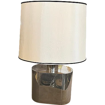 Steel oval table lamp by Tommaso Barbi, 1980s