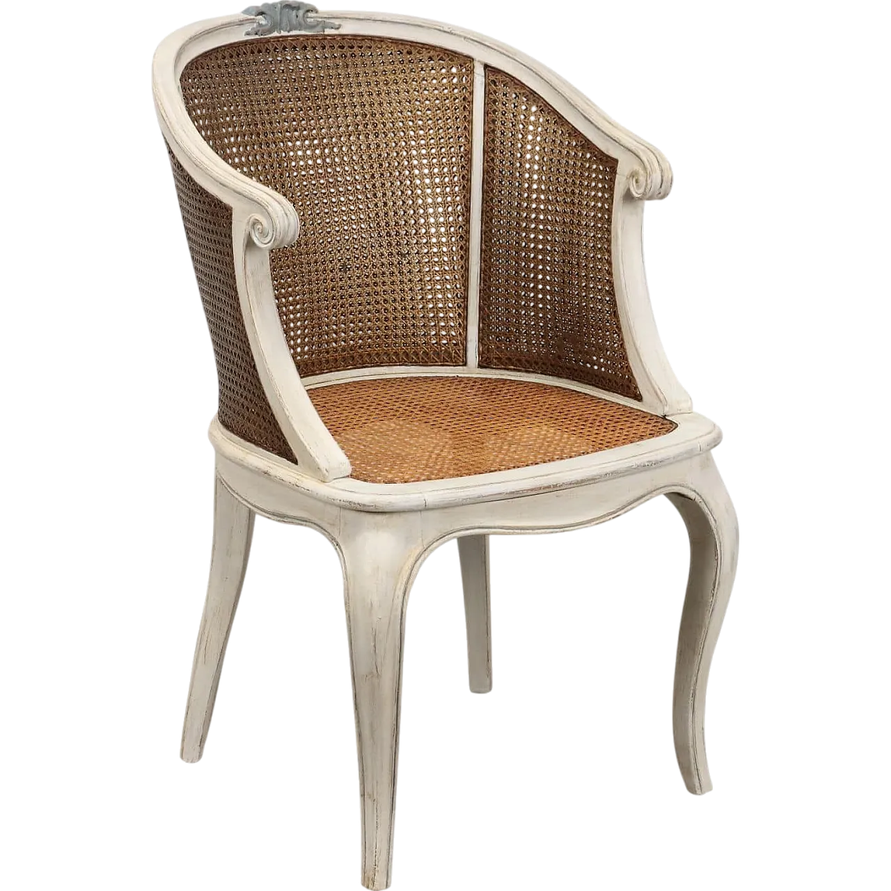 Poltrona in stile barocco laccata in noce, primo '900 10