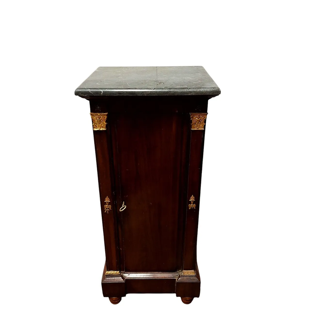 Napoleon III column cabinet in mahogany and marble, 19th century 2