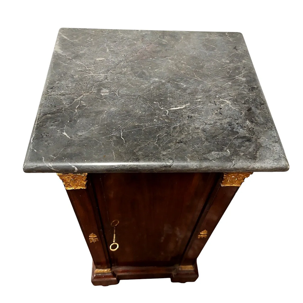 Napoleon III column cabinet in mahogany and marble, 19th century 7