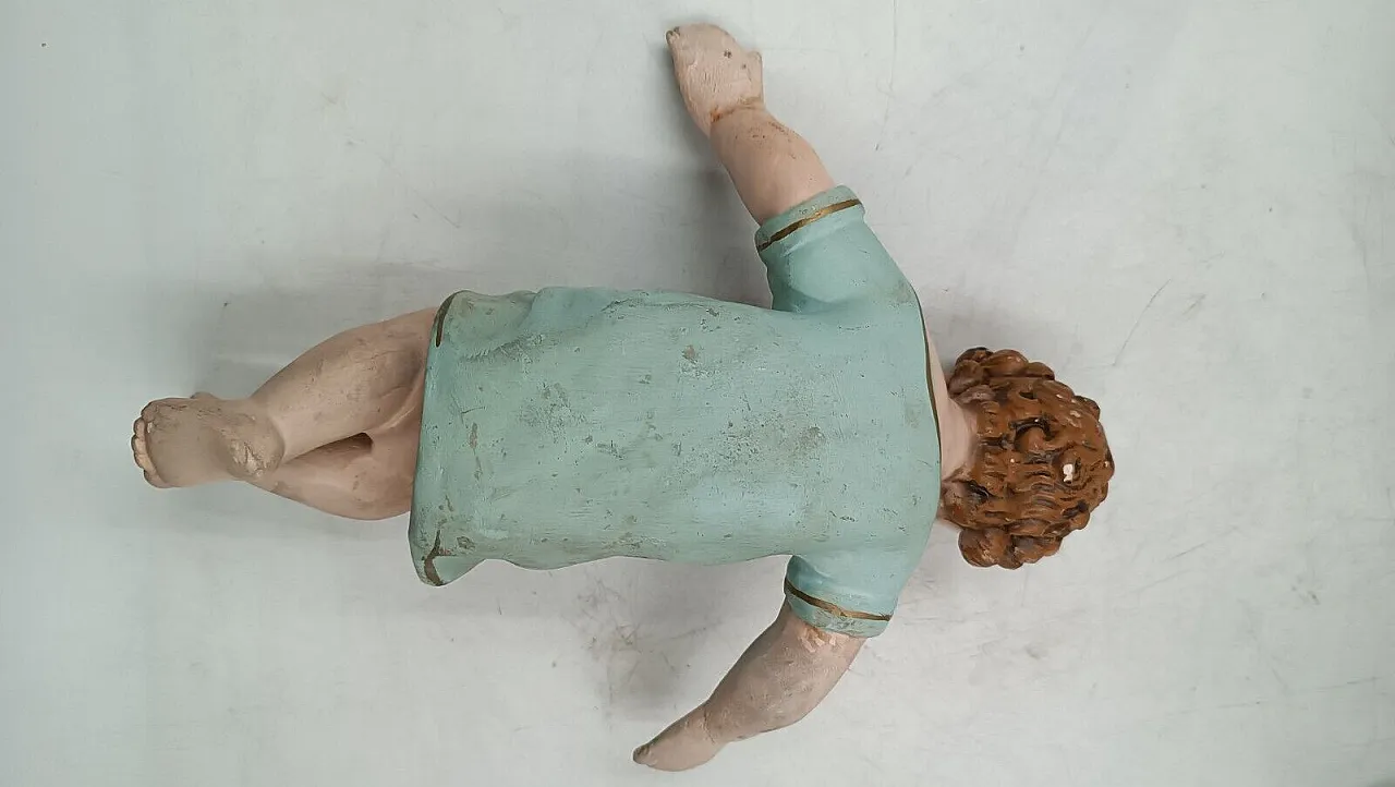 Baby Jesus, plaster crib statue with glass eyes, early 20th century 8
