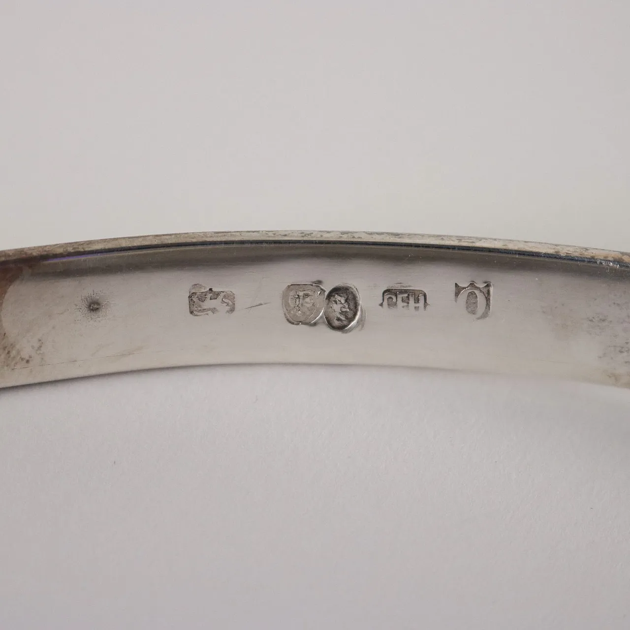 English silver and blue glass sauce holder 7