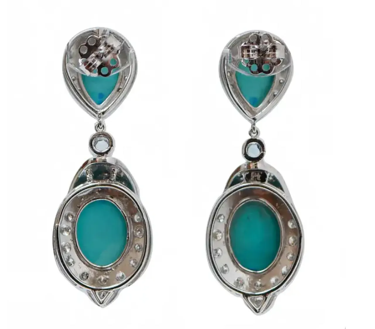Platinum earrings with turquoise, topazes and diamonds, 1960s 2