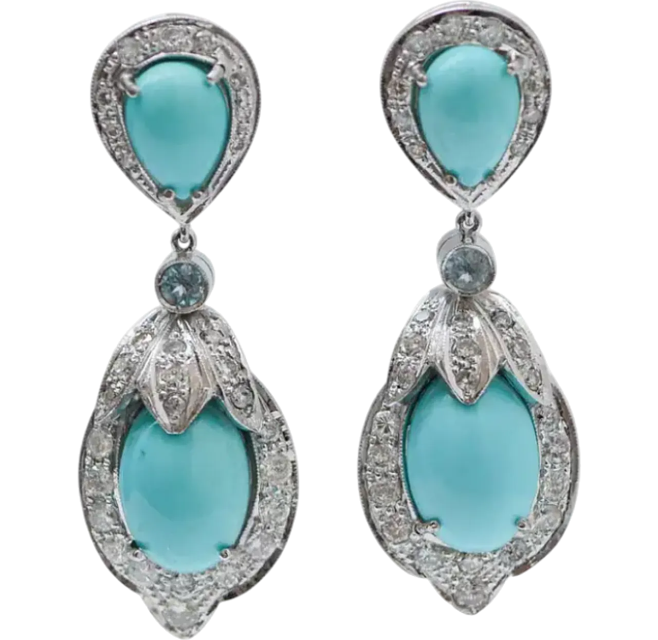 Platinum earrings with turquoise, topazes and diamonds, 1960s 5