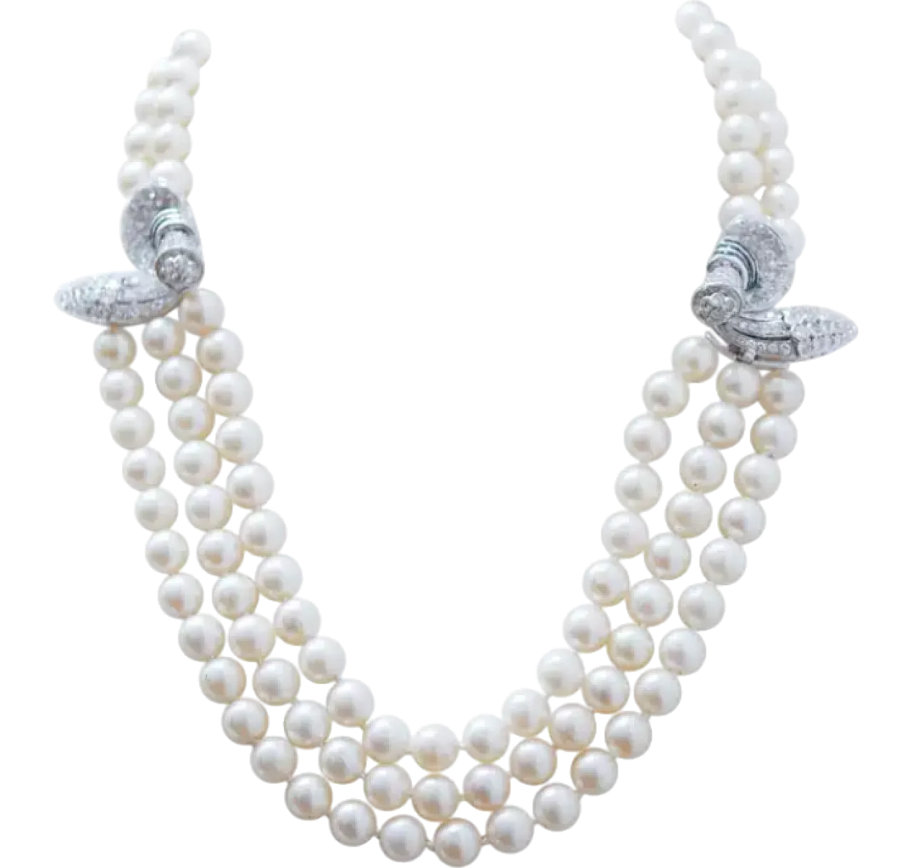 Platinum necklace with pearls, diamonds and sapphires, 1970s 6