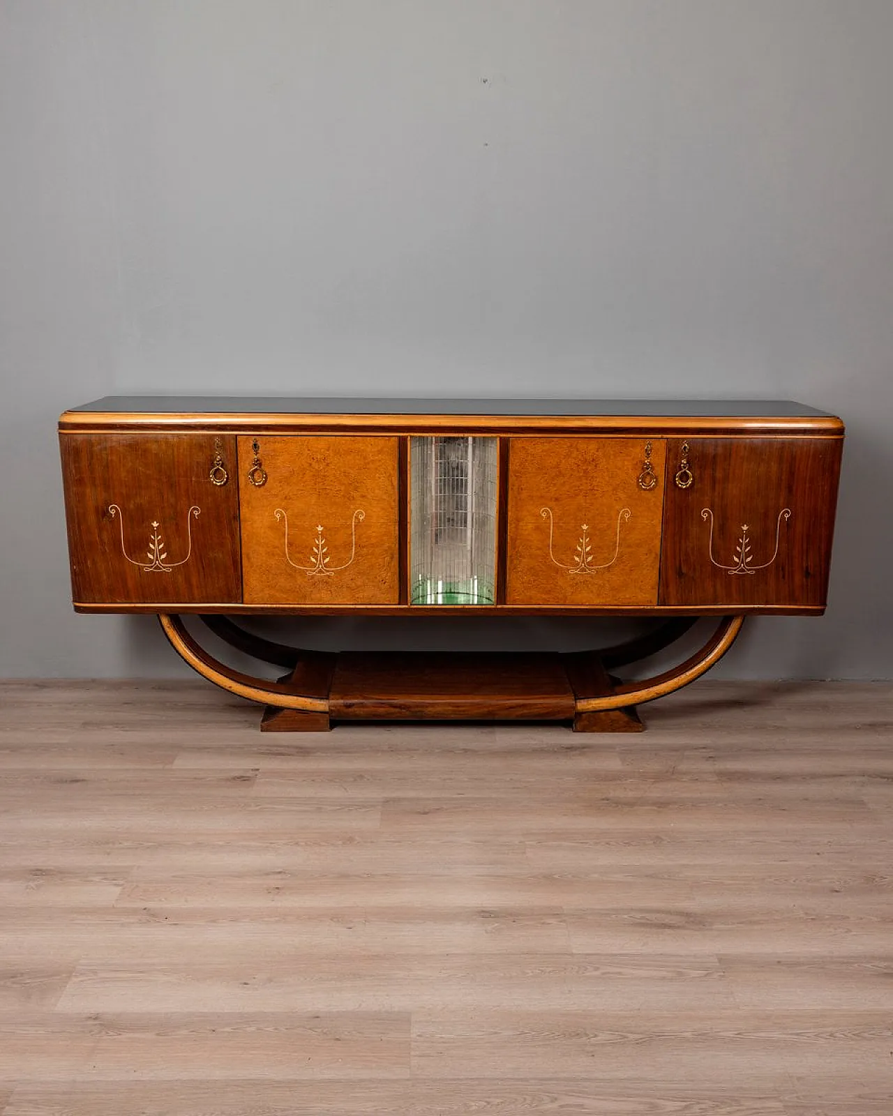 Credenza in legno e vetro, anni '30 1