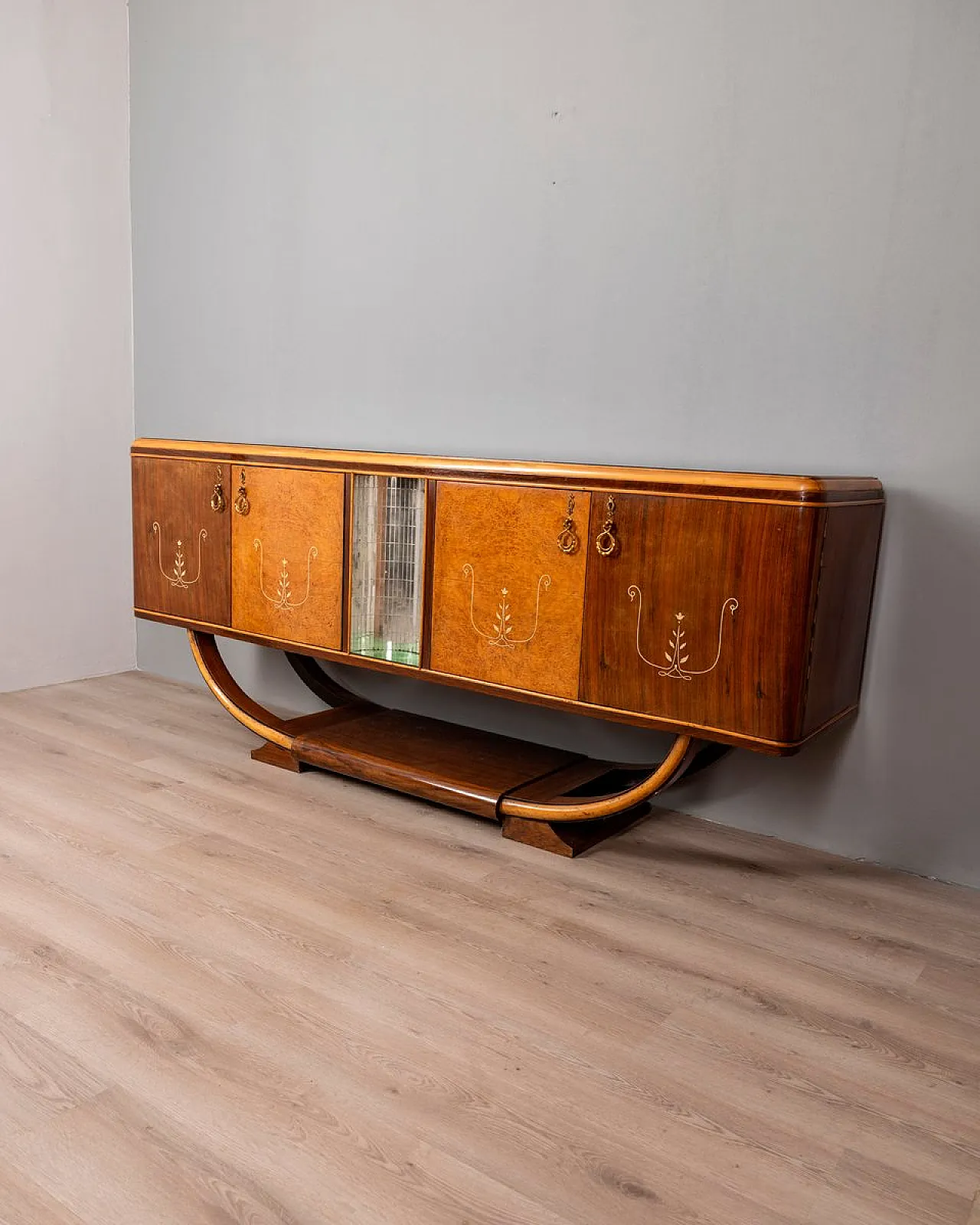 Credenza in legno e vetro, anni '30 3