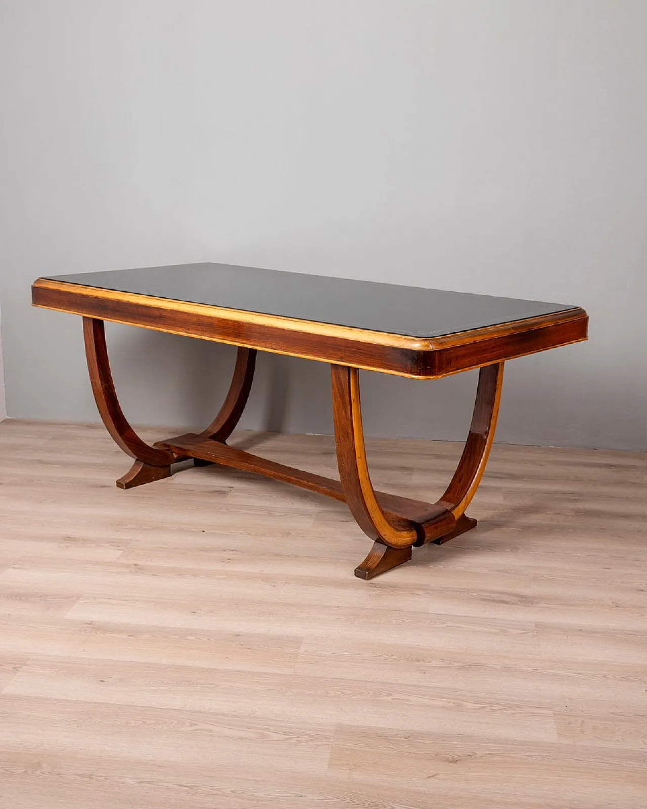 Dining table in wood and glass, 1930s 1