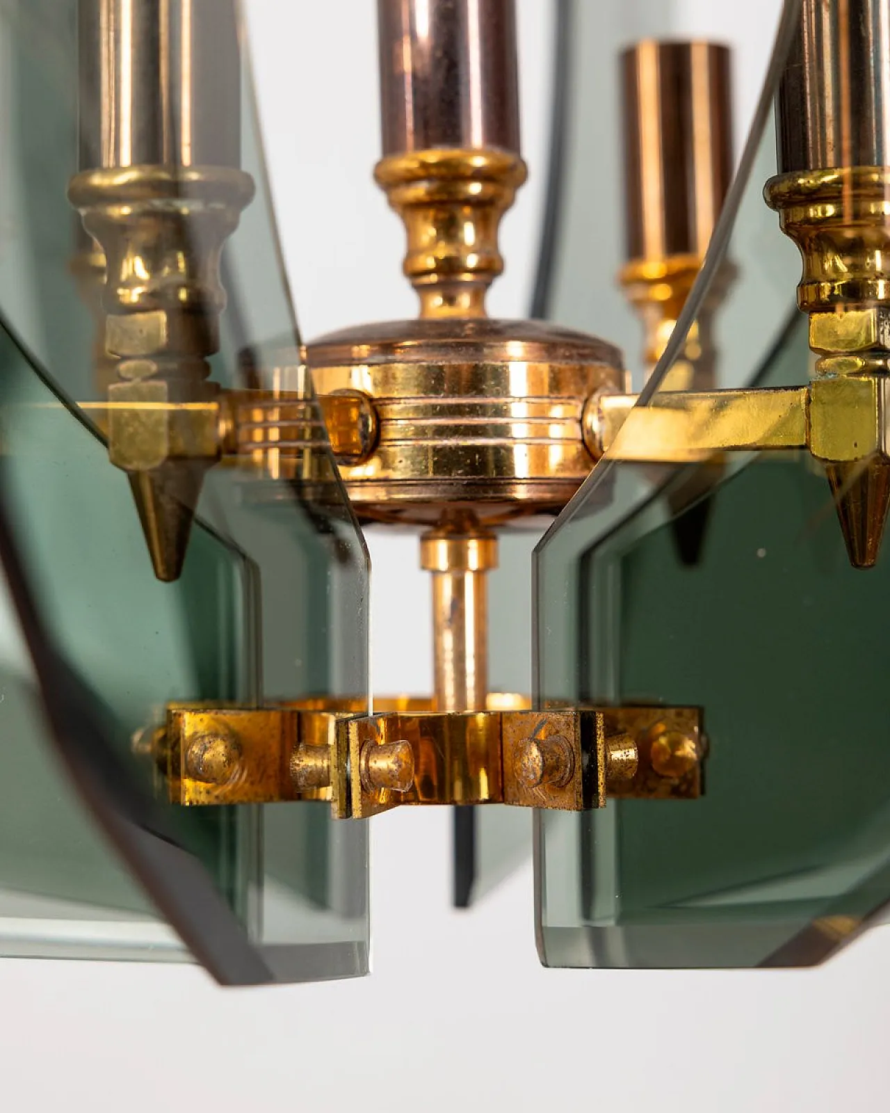 Decorated smoked glass pendant lamp, 1950s 3