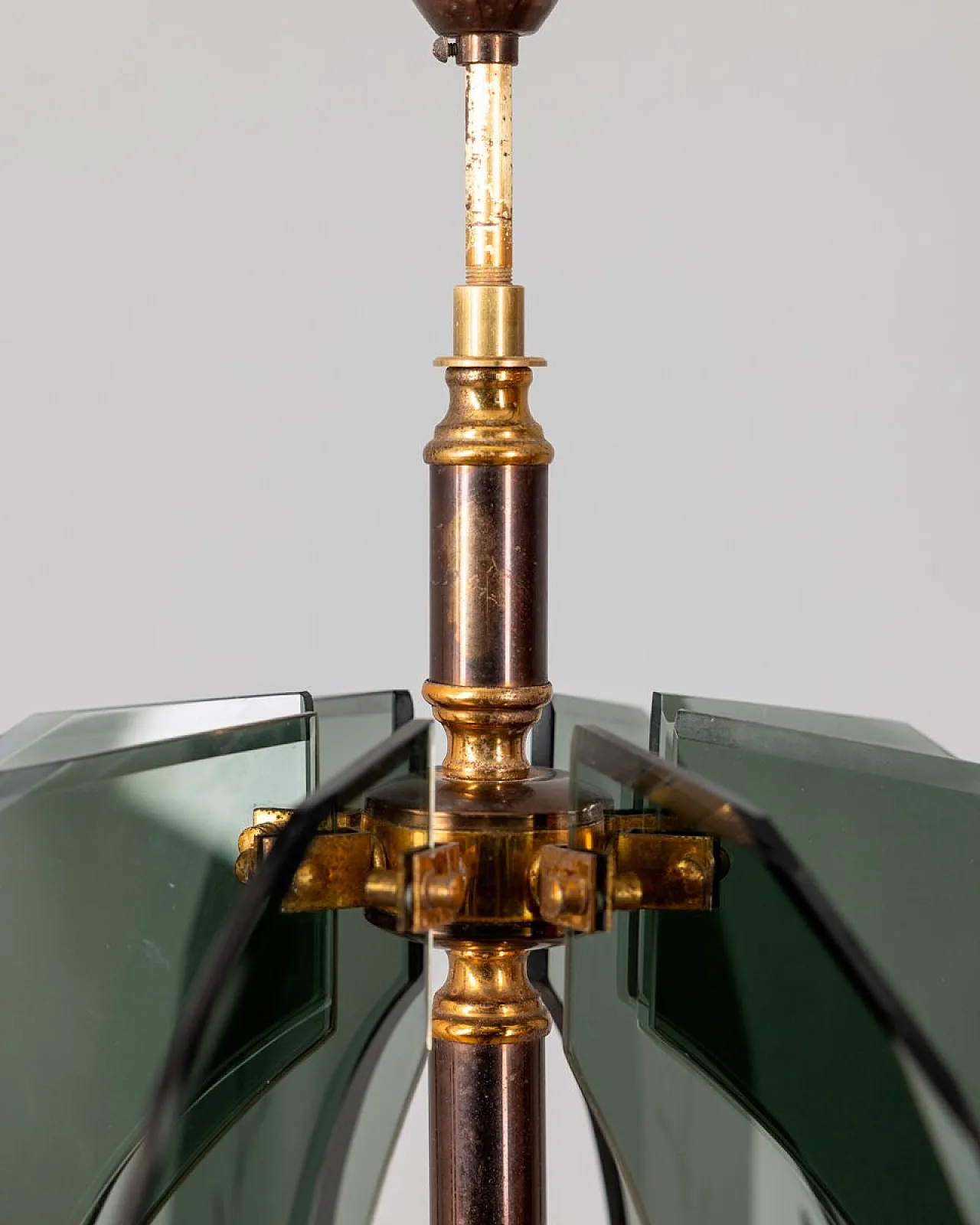 Decorated smoked glass pendant lamp, 1950s 4