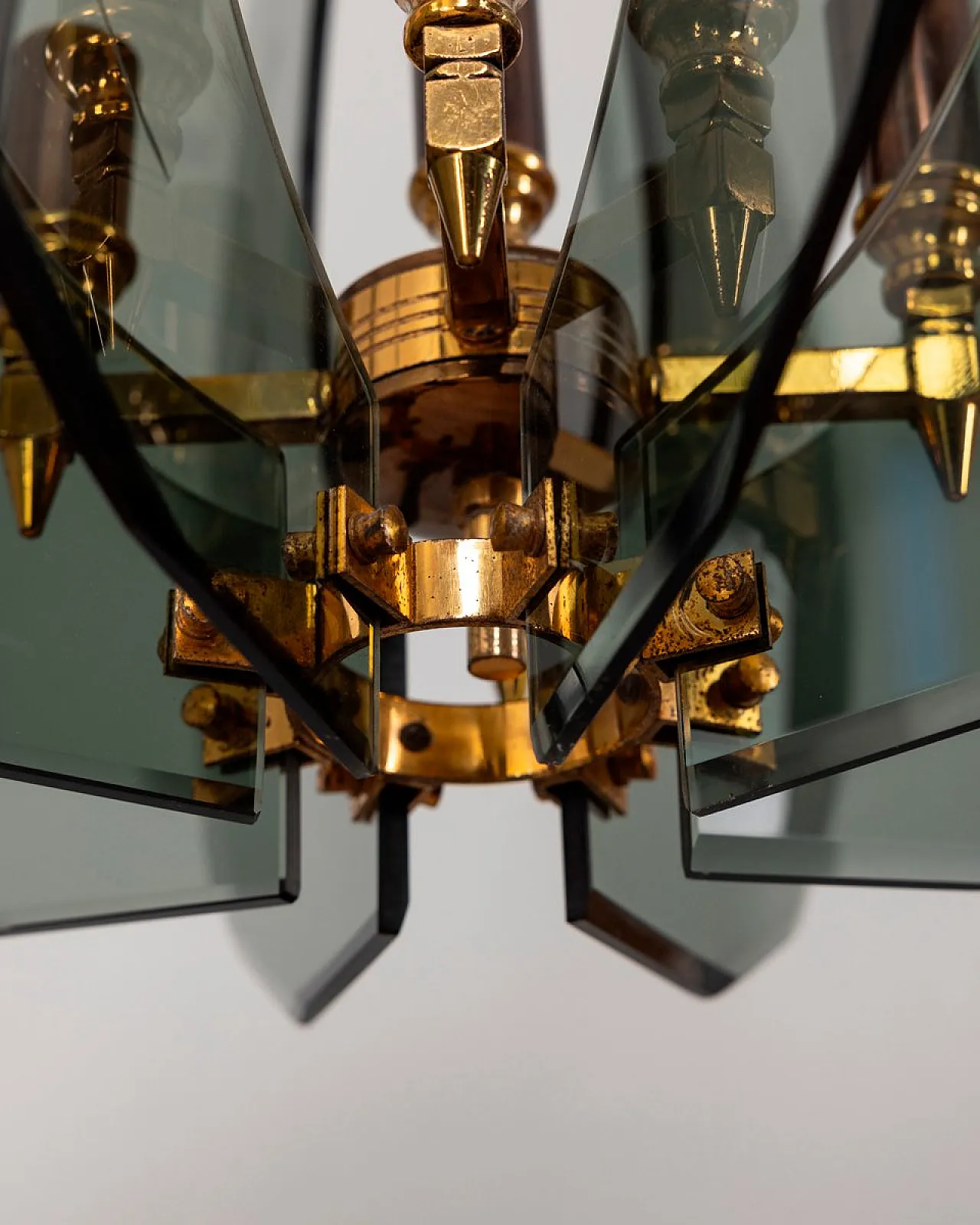 Decorated smoked glass pendant lamp, 1950s 6