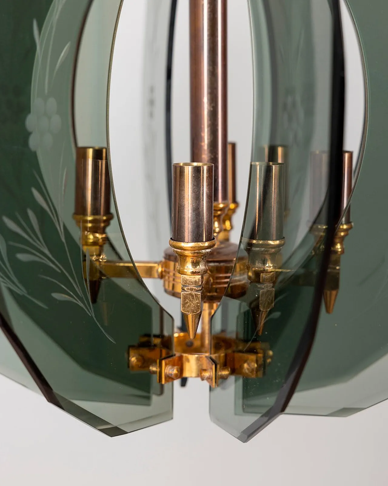 Decorated smoked glass pendant lamp, 1950s 10