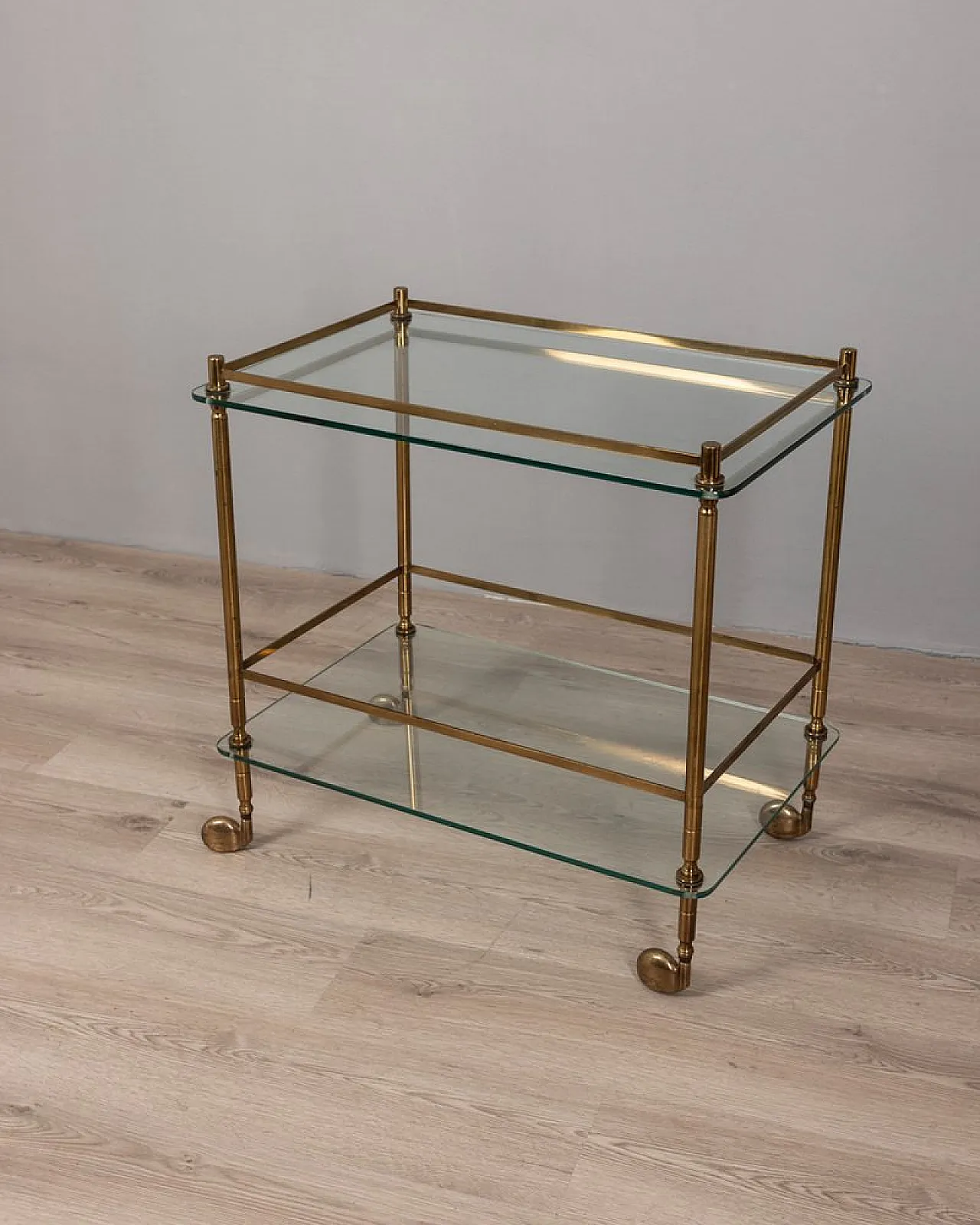 Gold-plated brass and glass food trolley, 1960s 1