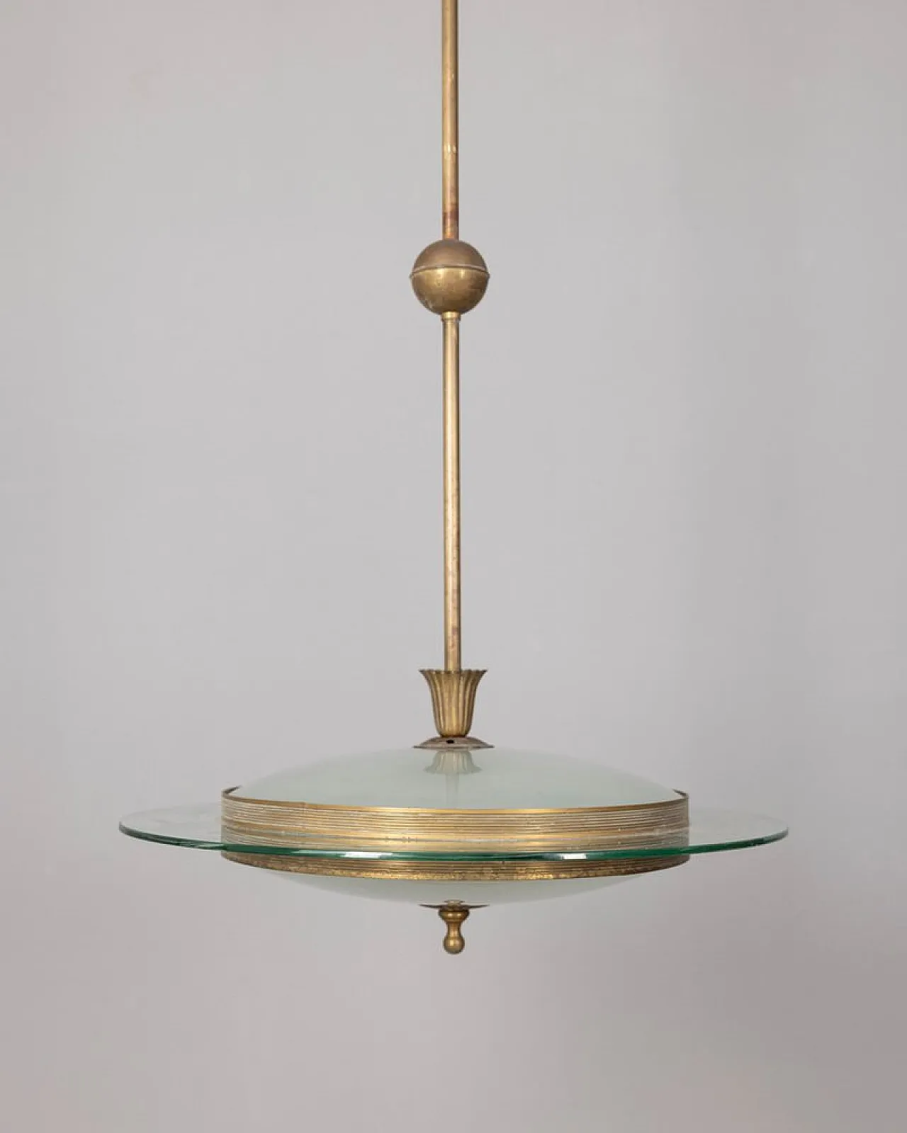 Disc lamp in glass and brass, 1950s 1