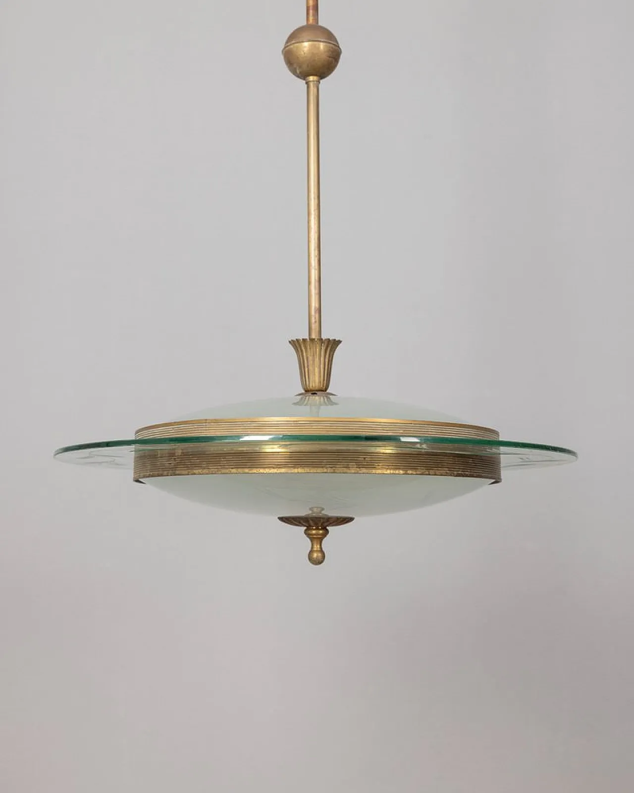 Disc lamp in glass and brass, 1950s 2