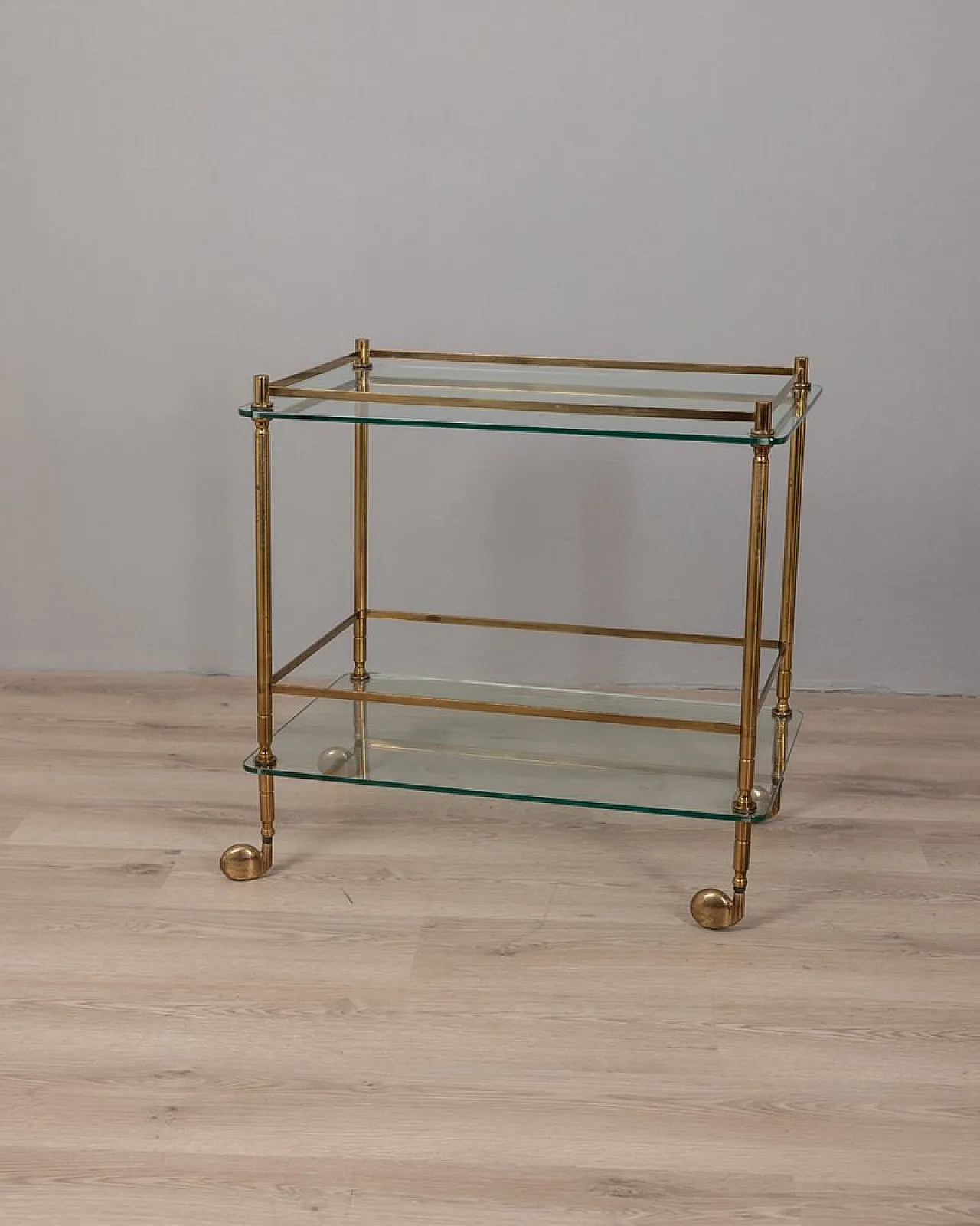 Gold-plated brass and glass food trolley, 1960s 3