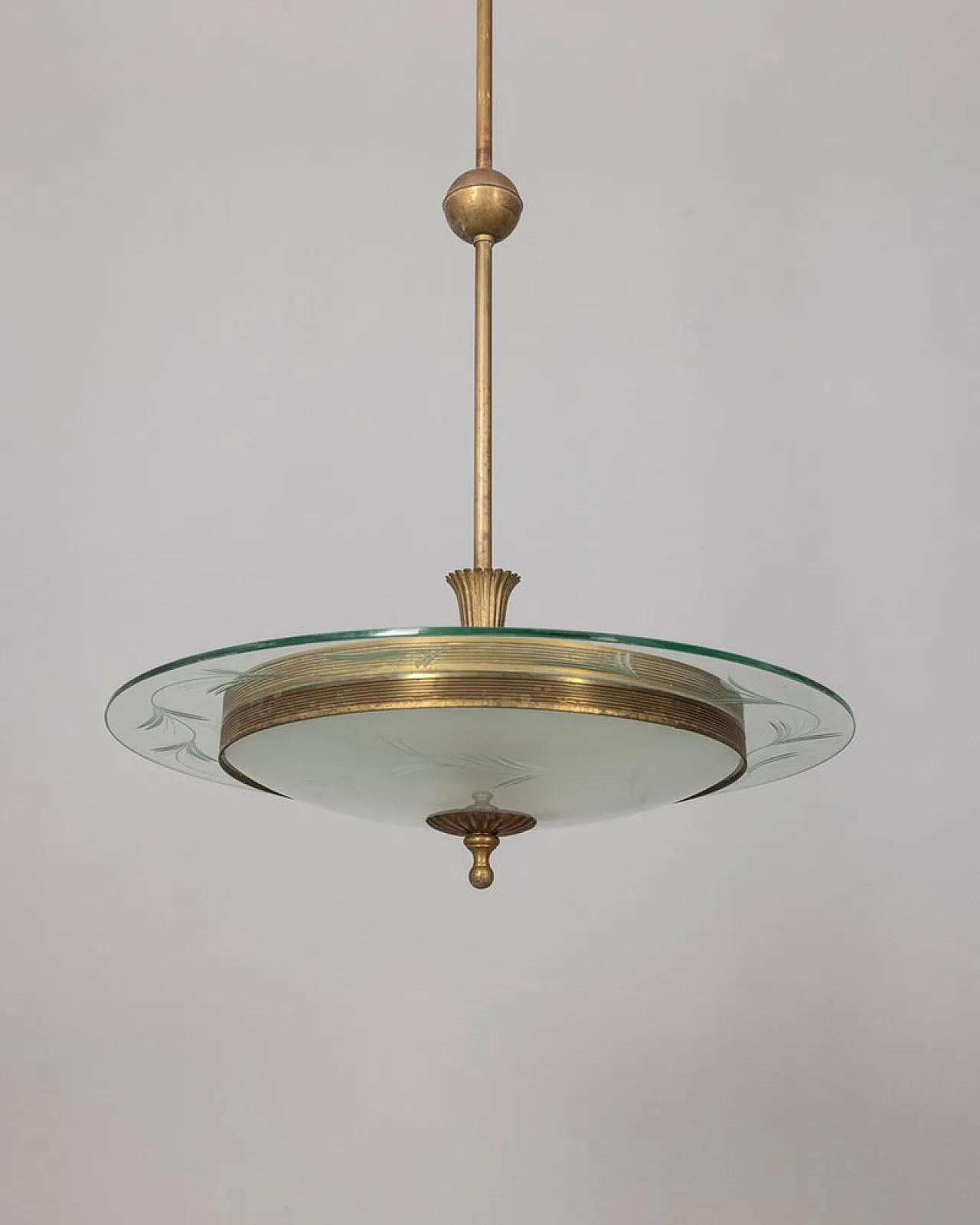 Disc lamp in glass and brass, 1950s 3
