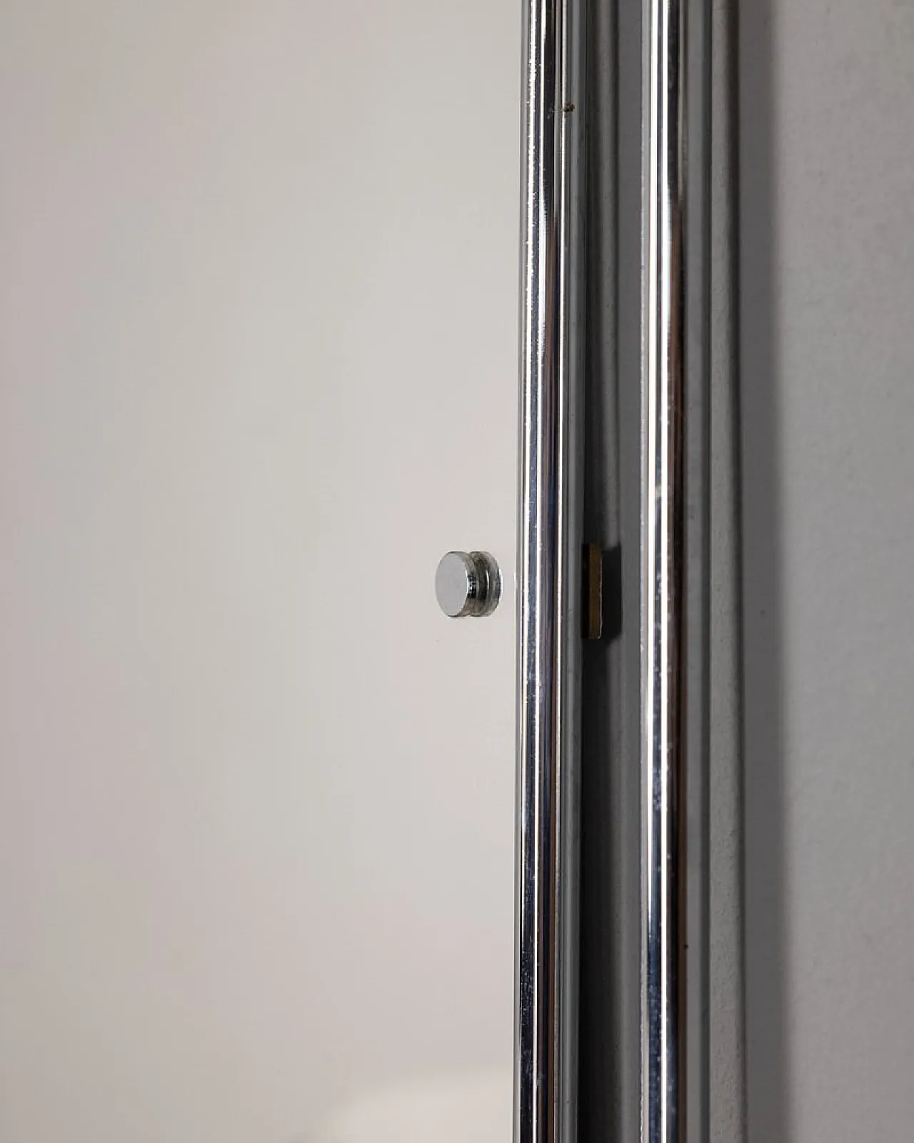 Specchio in metallo cromato e tubolare, anni '70 5