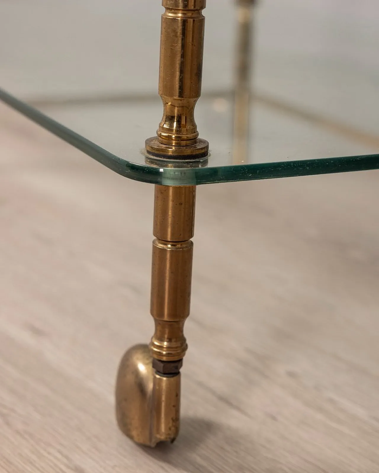 Gold-plated brass and glass food trolley, 1960s 6