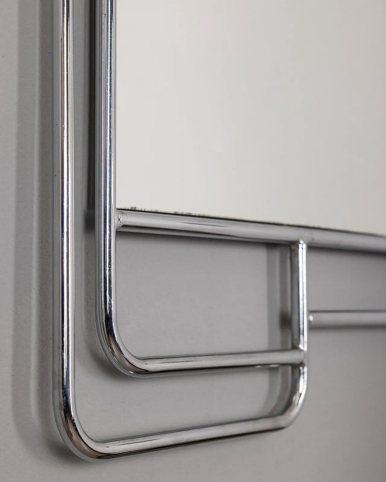 Specchio in metallo cromato e tubolare, anni '70 7