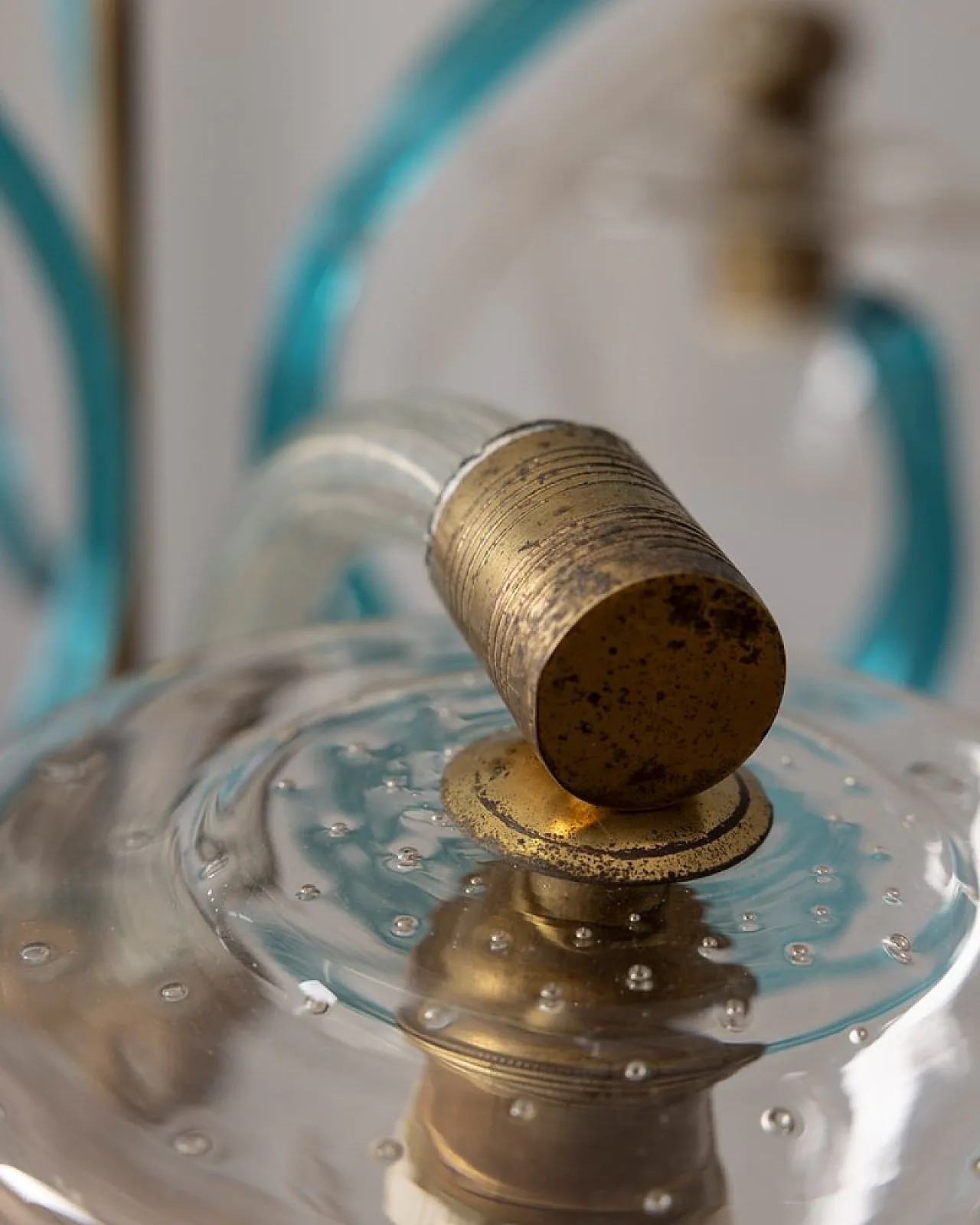 Lampada a sospensione in ottone e vetro di Murano, anni '50 6