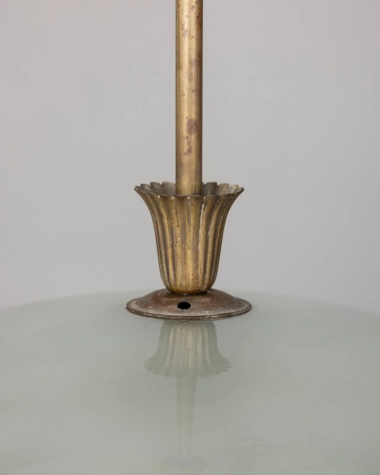 Disc lamp in glass and brass, 1950s 7