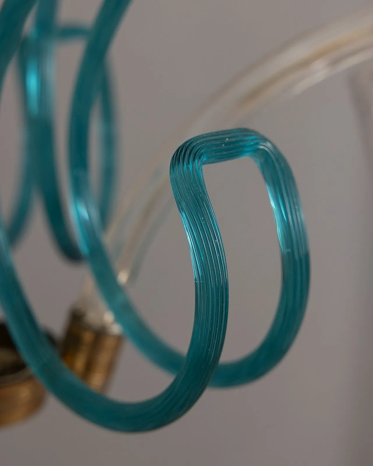 Lampada a sospensione in ottone e vetro di Murano, anni '50 7