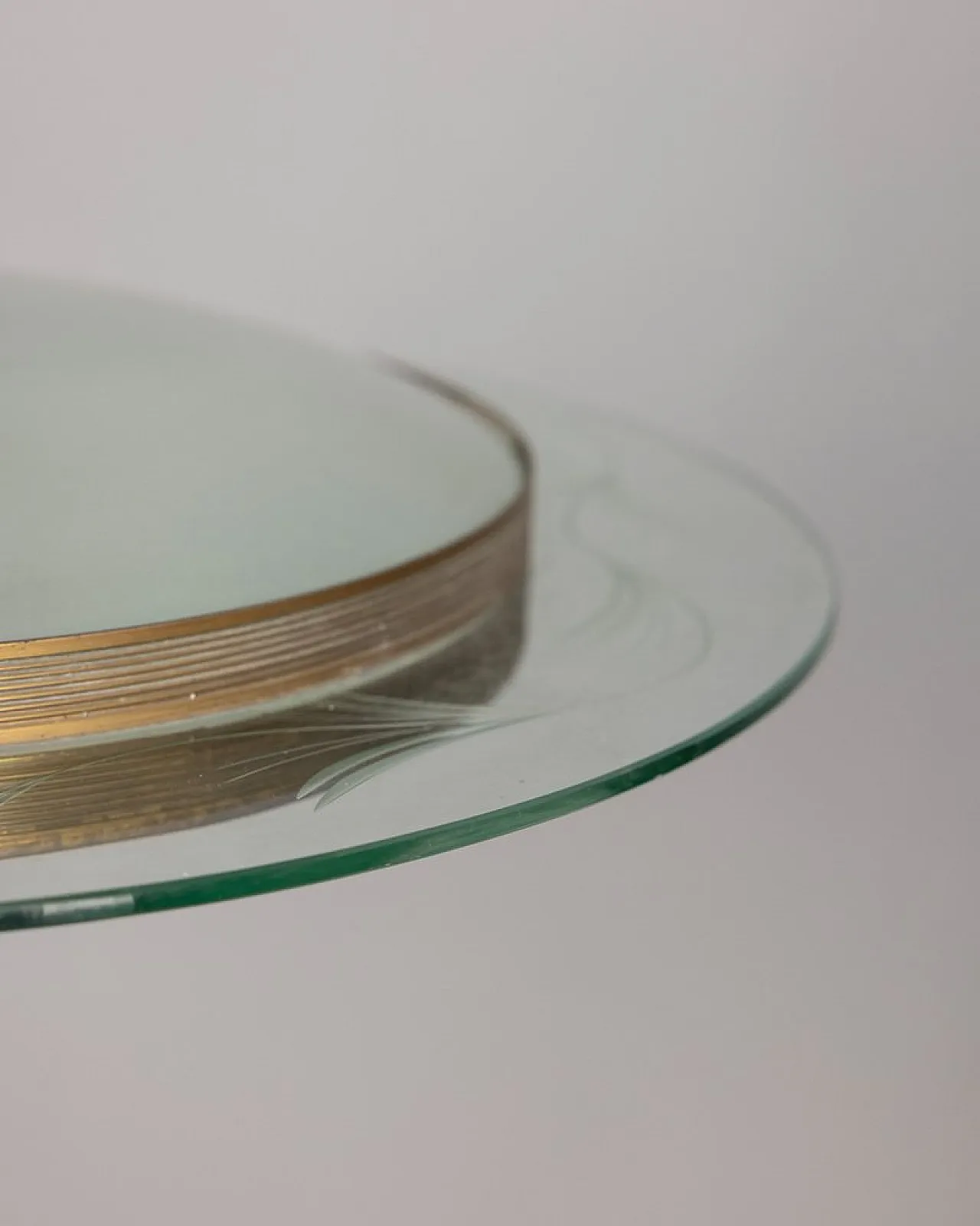 Disc lamp in glass and brass, 1950s 9