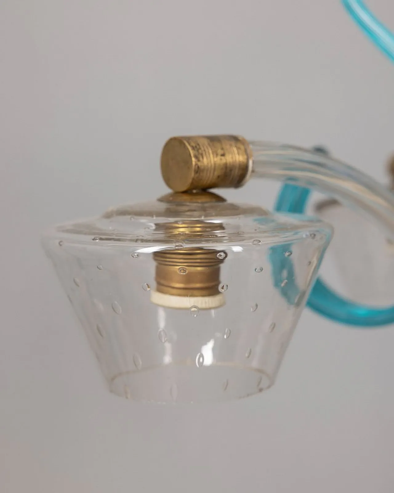 Lampada a sospensione in ottone e vetro di Murano, anni '50 10