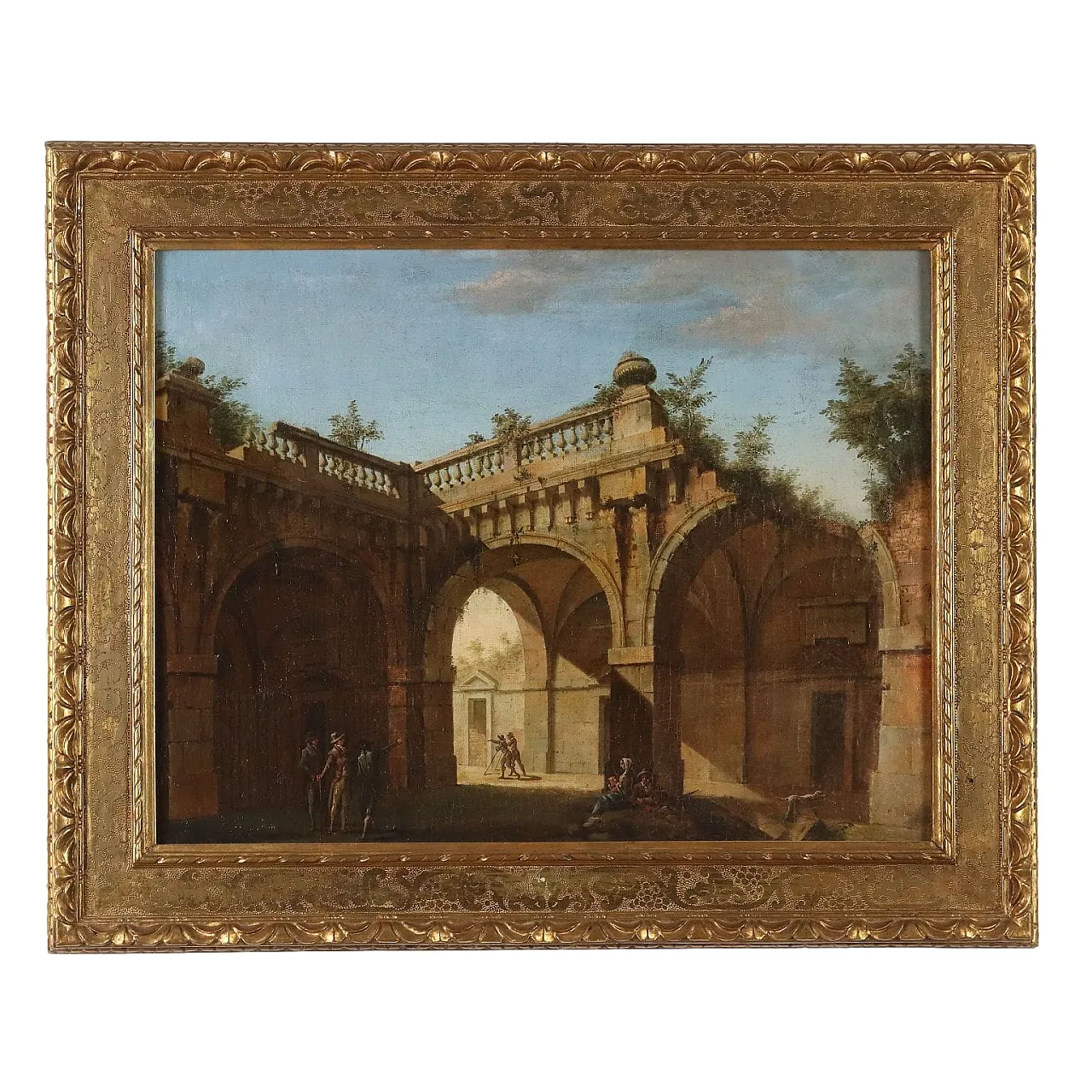 Architectural Capriccio with Figures, oil on canvas, late 18th century 1