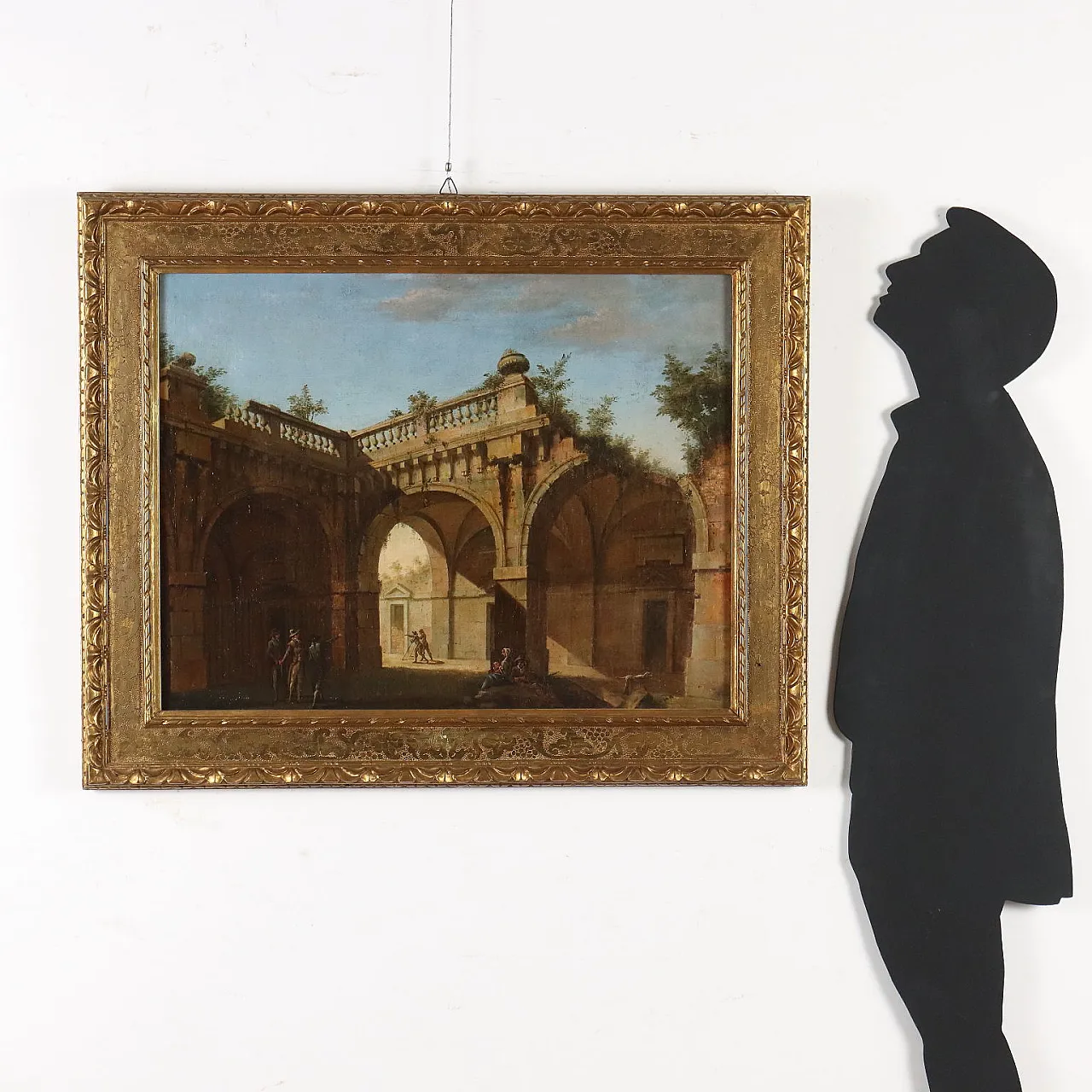 Architectural Capriccio with Figures, oil on canvas, late 18th century 2