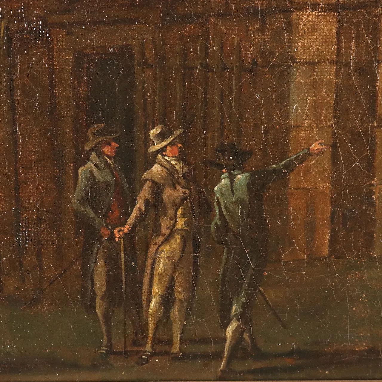 Architectural Capriccio with Figures, oil on canvas, late 18th century 4