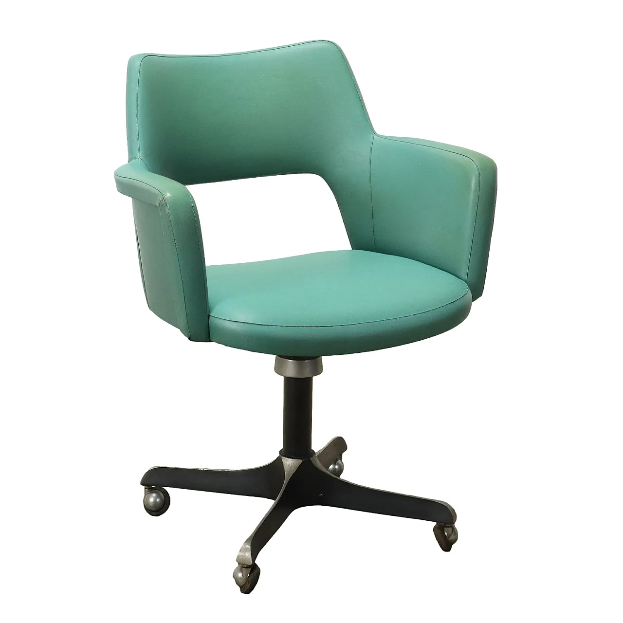Leatherette and metal swivel chair, 1960s 1
