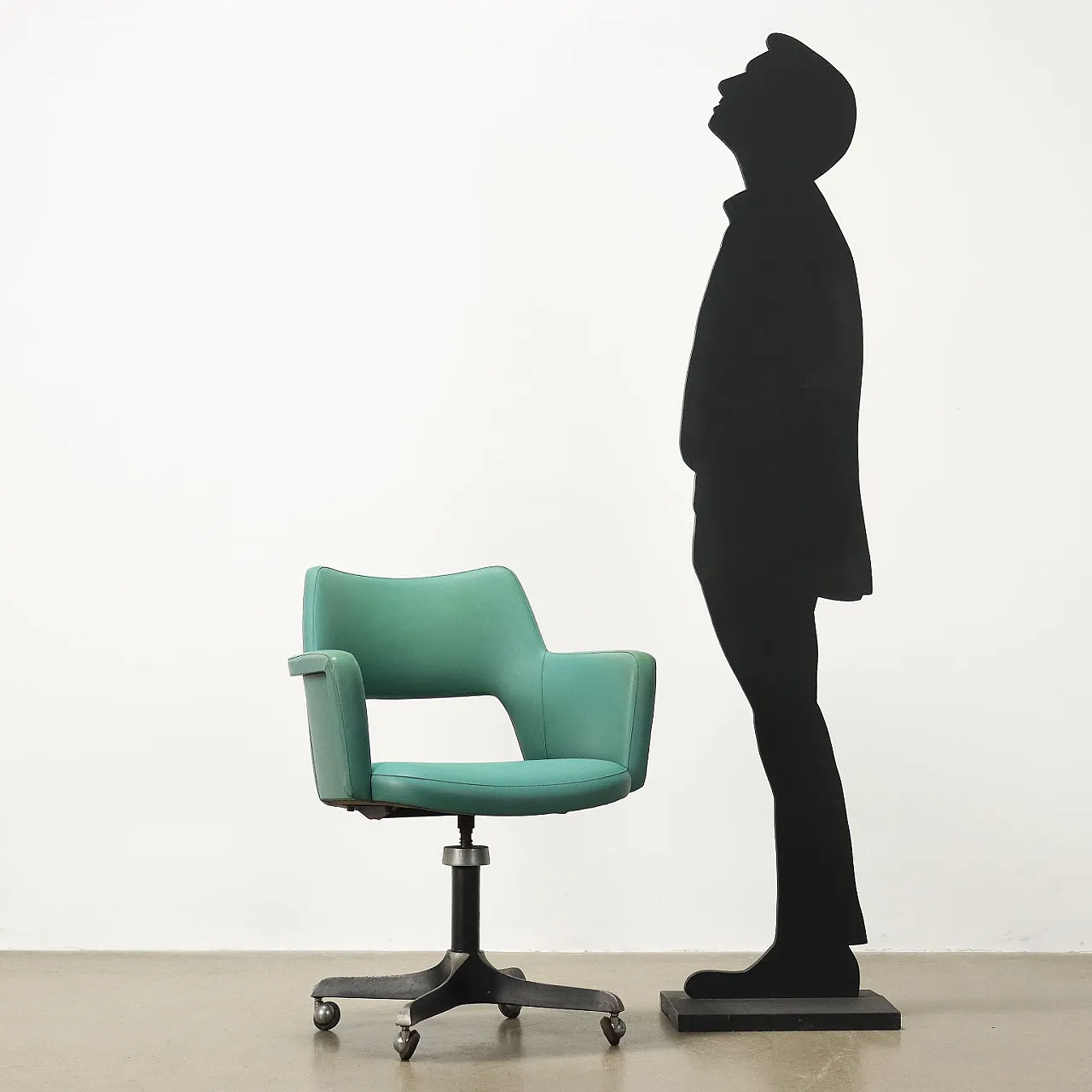 Leatherette and metal swivel chair, 1960s 2