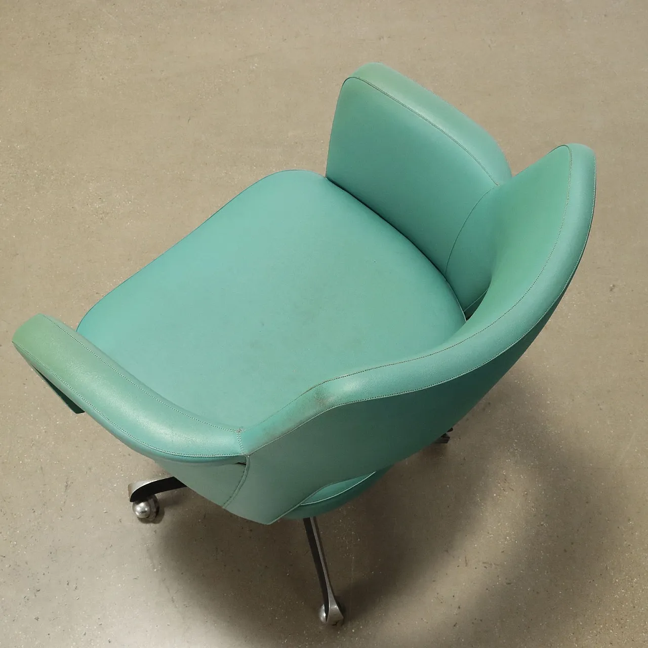 Leatherette and metal swivel chair, 1960s 5