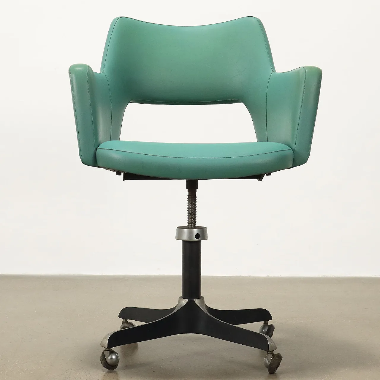 Leatherette and metal swivel chair, 1960s 8