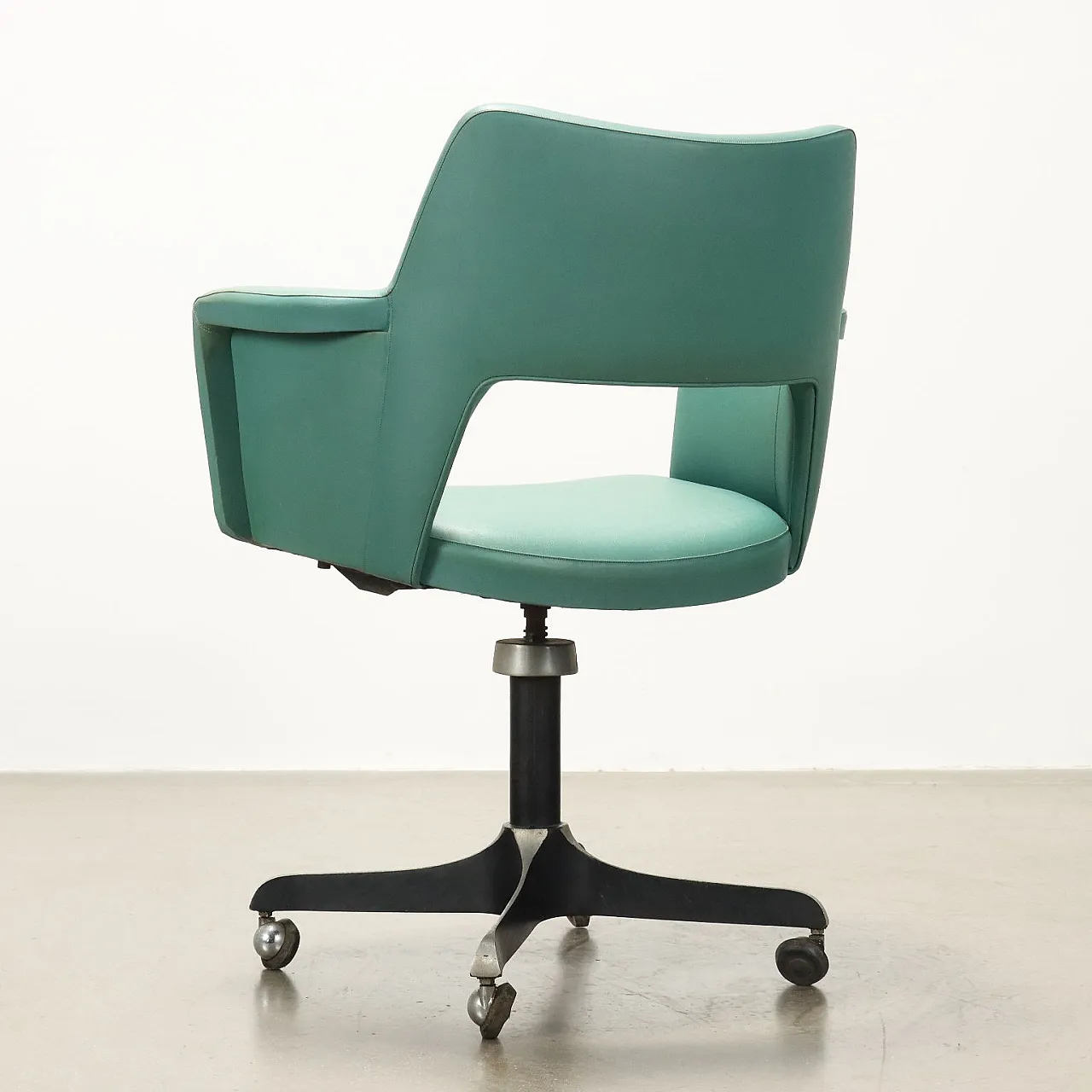 Leatherette and metal swivel chair, 1960s 9