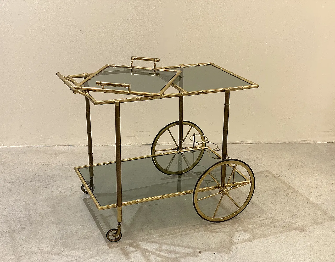 Maison Baguès brass bar trolley, 70s 1