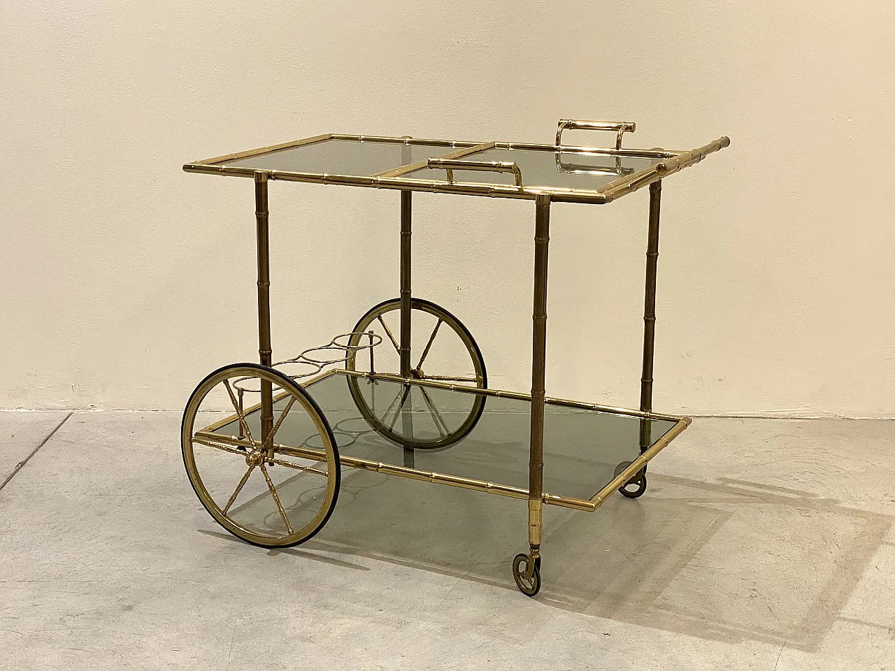 Maison Baguès brass bar trolley, 70s 4
