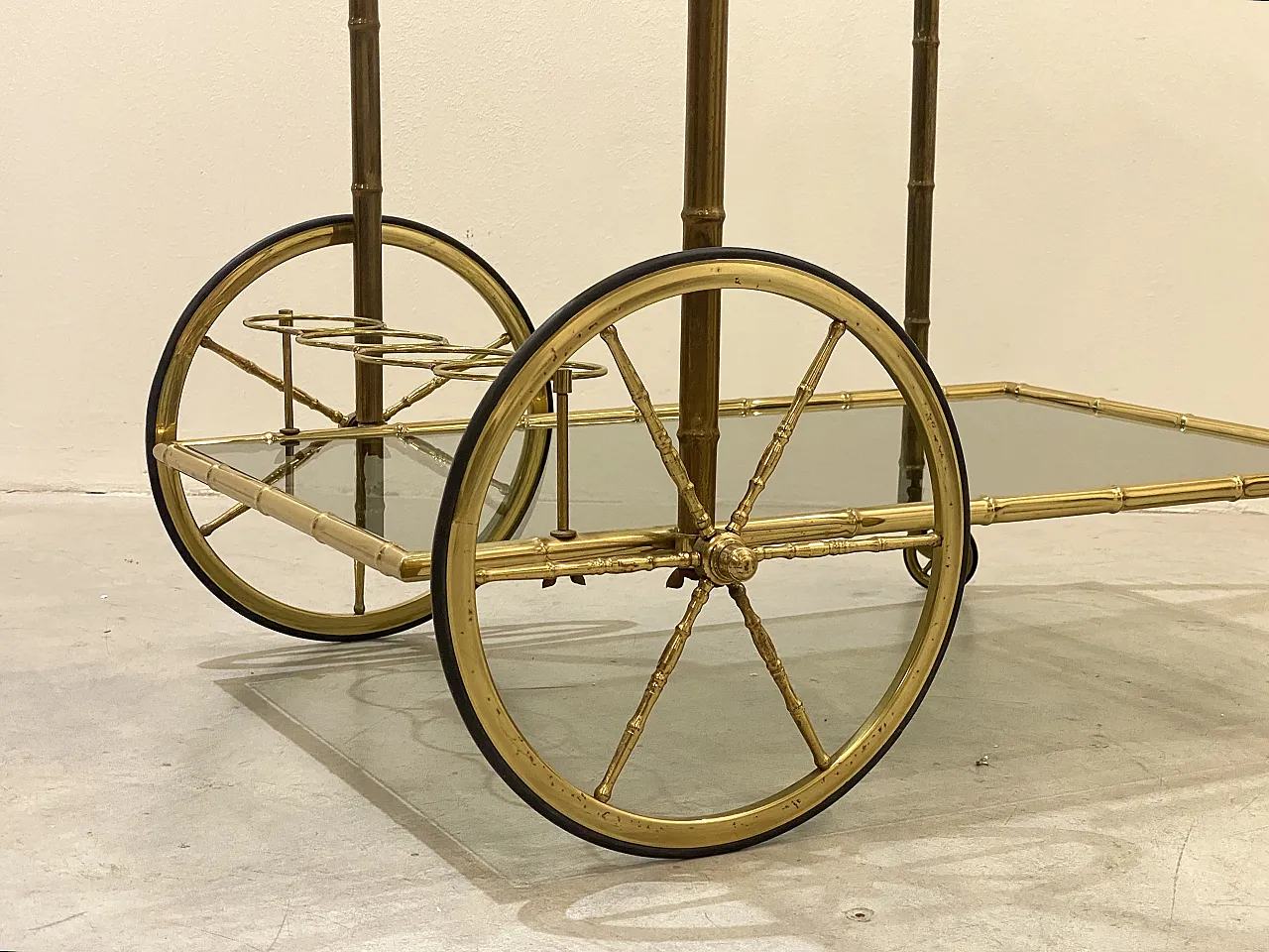 Maison Baguès brass bar trolley, 70s 7