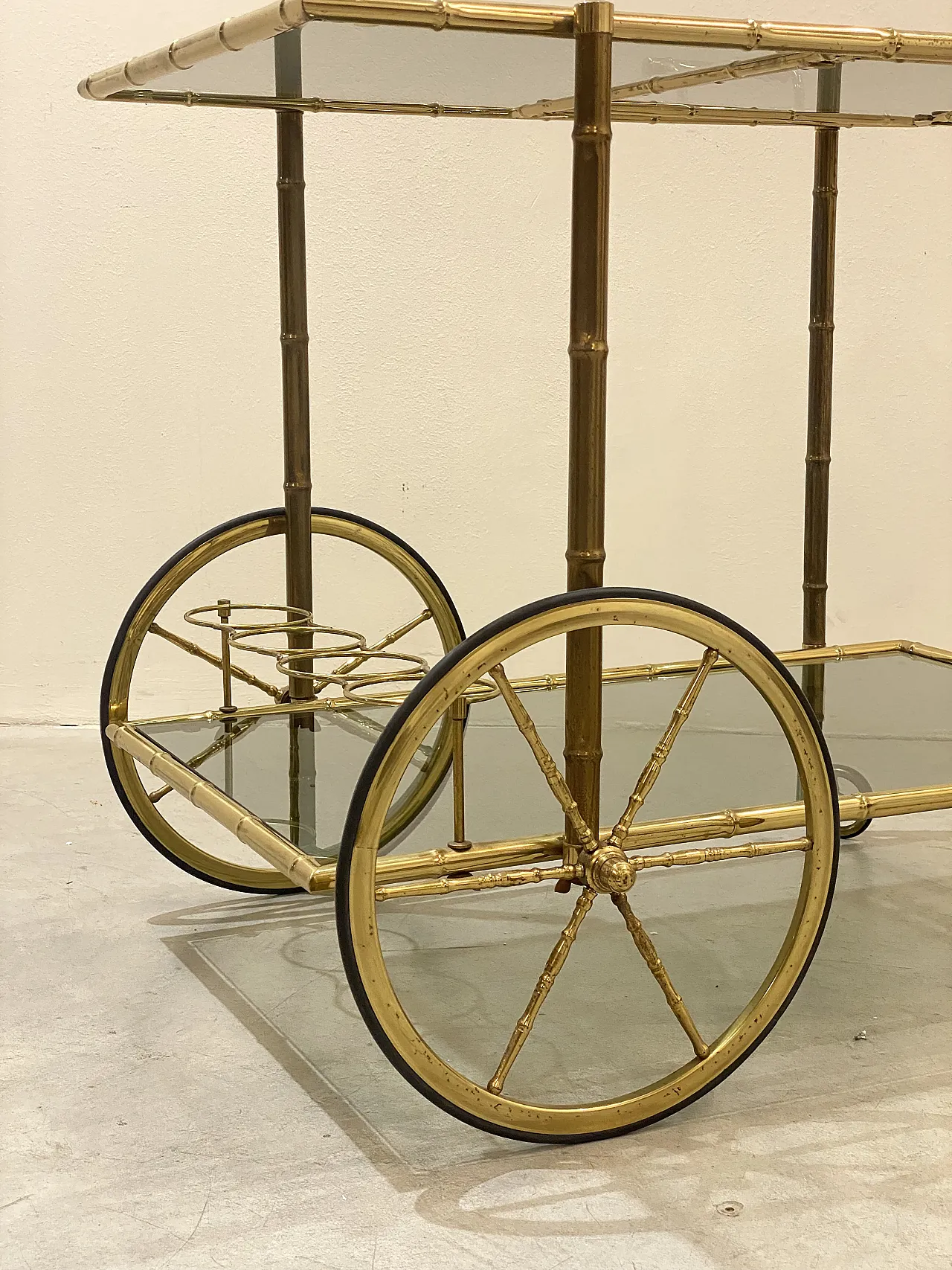 Maison Baguès brass bar trolley, 70s 8