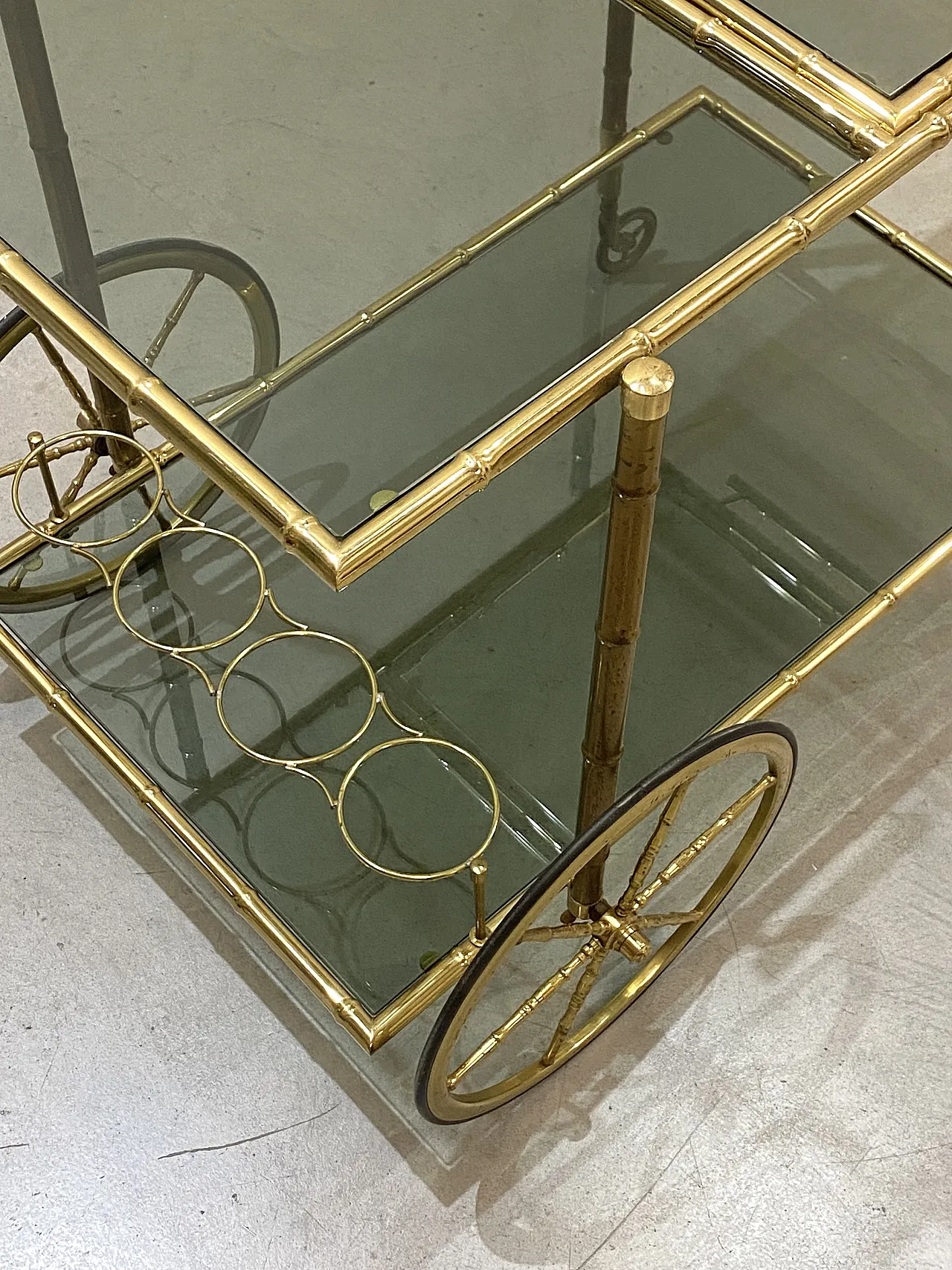 Maison Baguès brass bar trolley, 70s 11