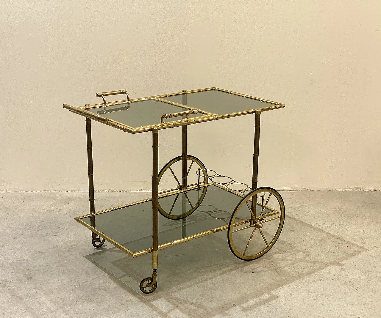 Maison Baguès brass bar trolley, 70s 12