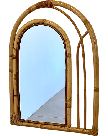 Mirror in the Vivai del Sud style in 70s bamboo
