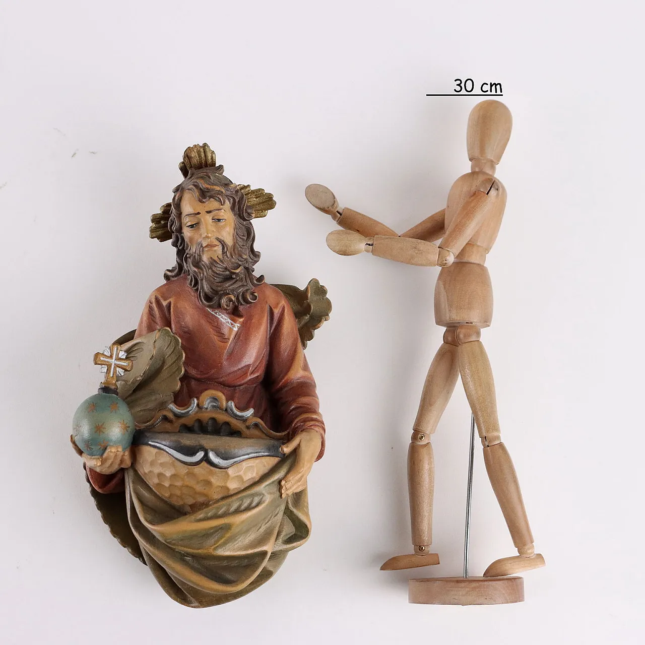 Wooden stoup, Val Gardena manufacture, 20th century 2