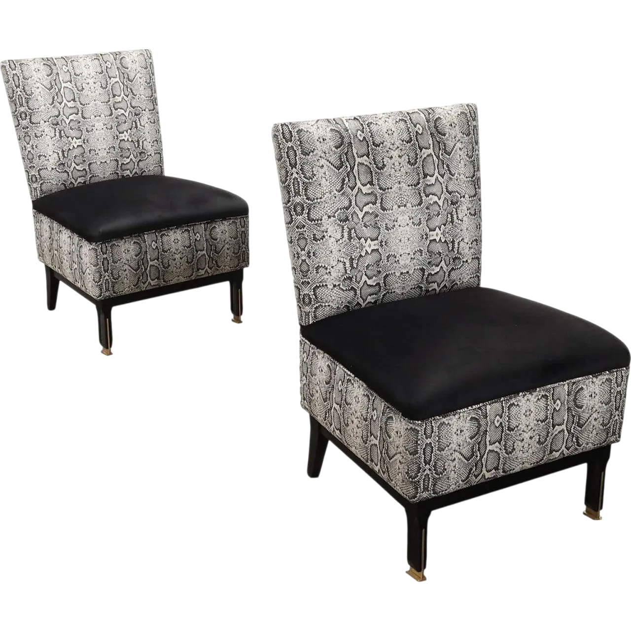 Pair of velvet Jungle armchairs, mid-19th century 11