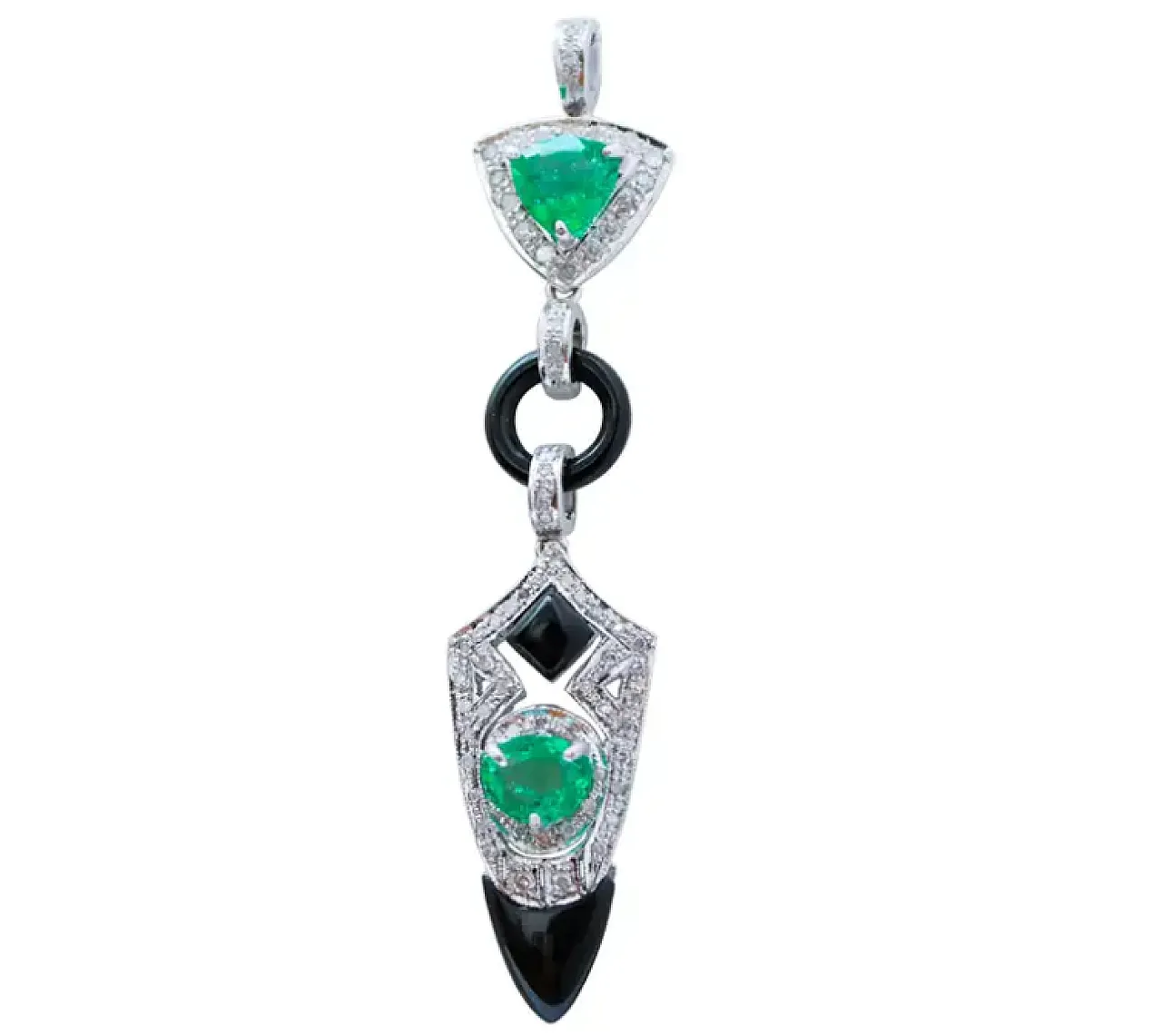 Necklace with onyx, emeralds, diamonds and platinum pendant, 1970s 1